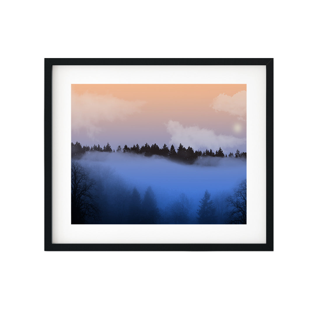 Misty Trees UNFRAMED Print Cute Typography Wall Art