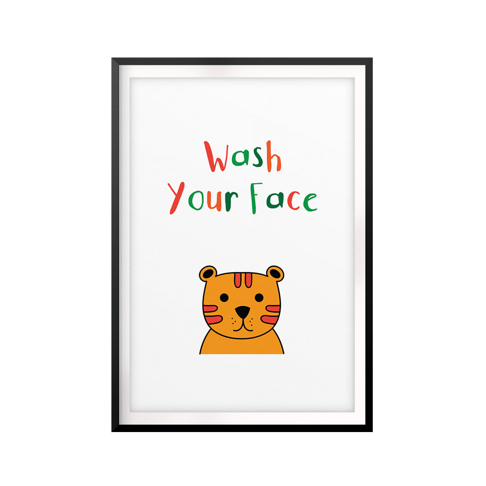 Wash Your Face Cute UNFRAMED Print Kids Bathroom Wall Art