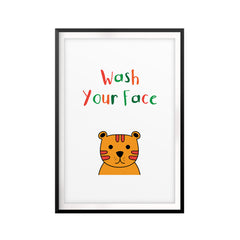 Wash Your Face Cute UNFRAMED Print Kids Bathroom Wall Art