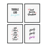 Cute Funny Wall Decor Wall Art UNFRAMED Print (4 Pack)