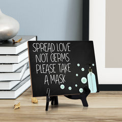 Signs ByLITA Spread Love Not Germs. Please Take A Mask, Hygiene Sign, 6" x 8"