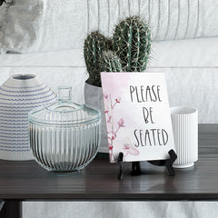 Please Be Seated Table Sign with Easel, Floral Vine Design (6 x 8")