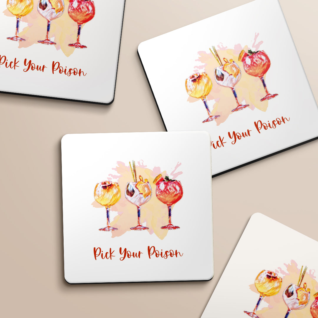 Pick Your Poison Tall Cocktails Designs ByLITA Funny Coasters