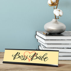 Boss Babe, Yellow Heart Desk Sign (2 x 8")