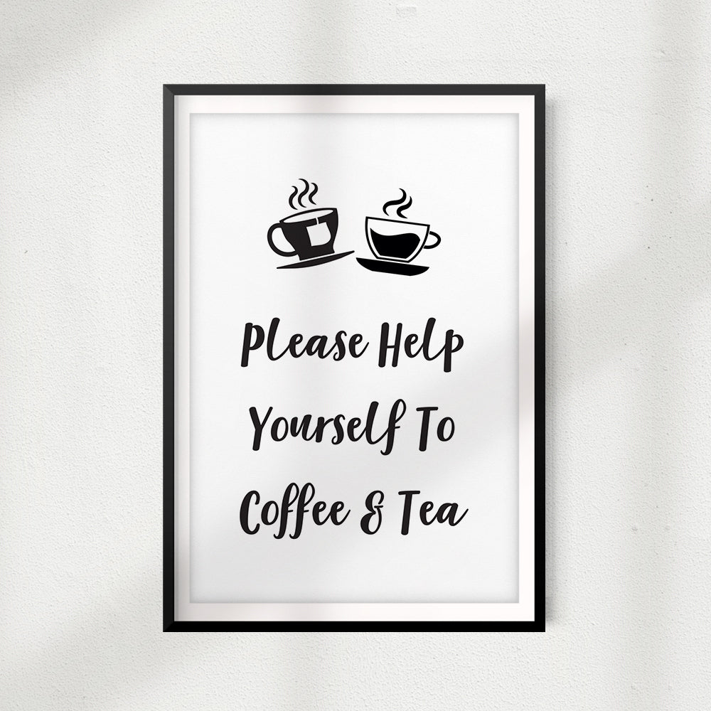 Please Help Yourself To Coffee & Tea UNFRAMED Print Home Décor, Coffee Wall Art