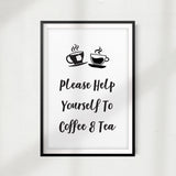 Please Help Yourself To Coffee & Tea UNFRAMED Print Home Décor, Coffee Wall Art