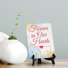 Signs ByLita Forever in our hearts, Blue Watercolor Table Sign (6 x 8")