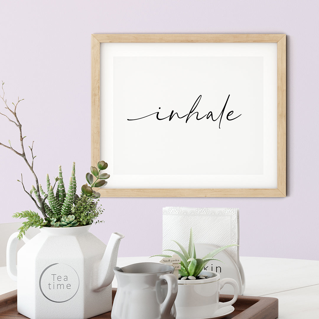 Inhale UNFRAMED Print Cute Typography Wall Art