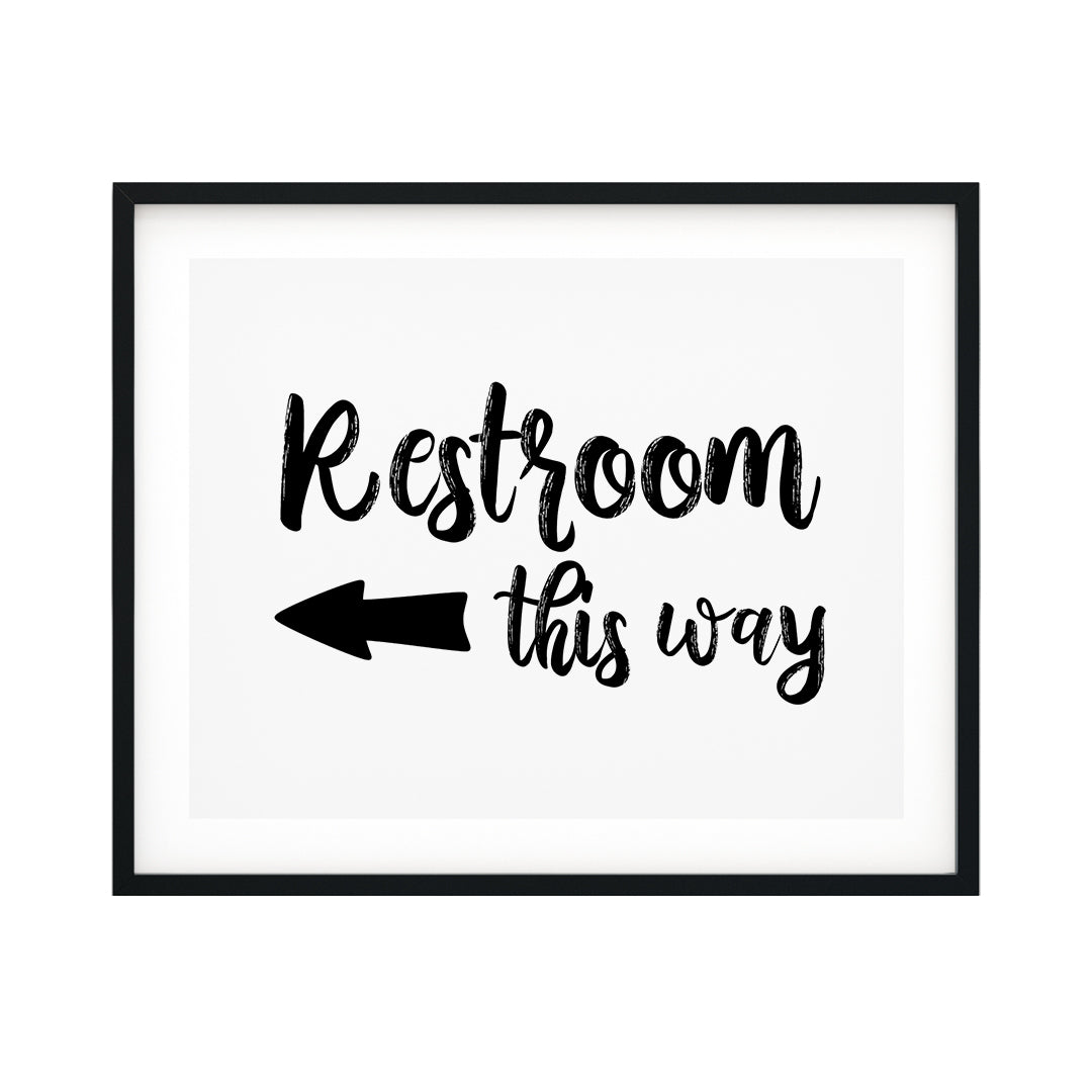 Restrooms This Way (Left Arrow) UNFRAMED Print Business & Events Decor Wall Art