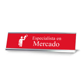 Especialista de Mercado, Red Silver Frame Desk Sign (2 x 8")
