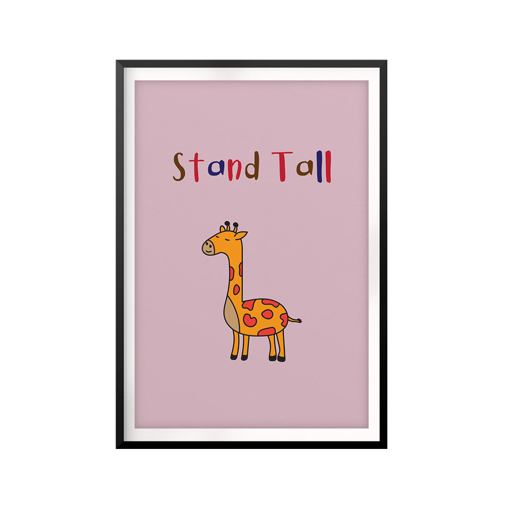 Stand Tall Kids Cute UNFRAMED Print Kids Bathroom Wall Art