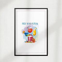 Pick Your Poison Skinny Cocktails UNFRAMED Print Drinking Wall Art