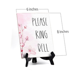 Please Ring Bell Table Sign with Easel, Floral Vine Design (6 x 8")