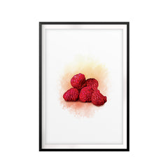 Rasberries Watercolor UNFRAMED Print Fruit Wall Art