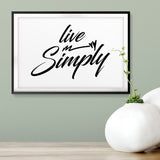 Live Simply UNFRAMED Print Cute Typography Wall Art