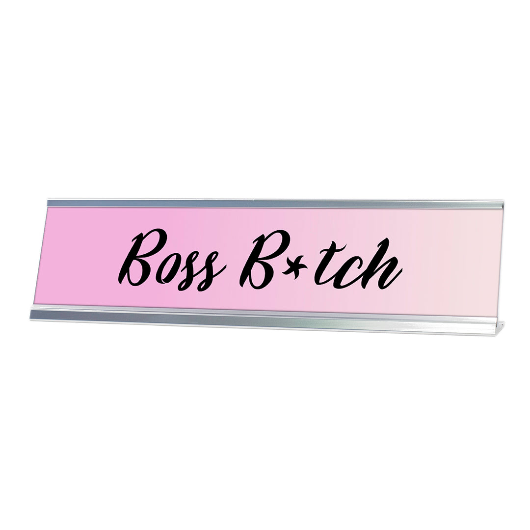 Boss B*tch, Light Pink Novelty Office Gift Desk Sign (2 x 8")