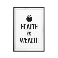 Health Is Wealth UNFRAMED Print Quote Wall Art