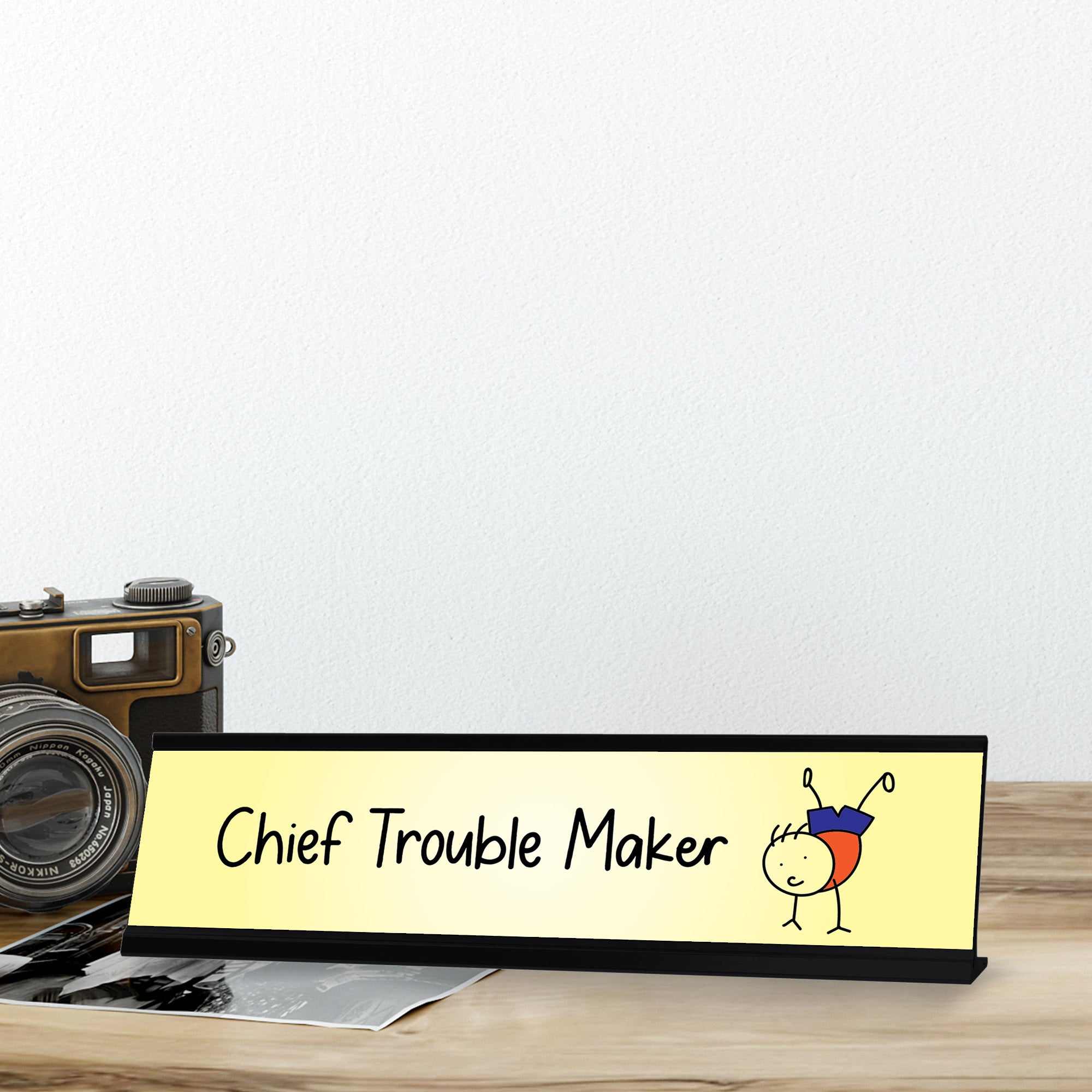 Chief Trouble Maker, Stick People Desk Sign, Novelty Nameplate (2 x 8")