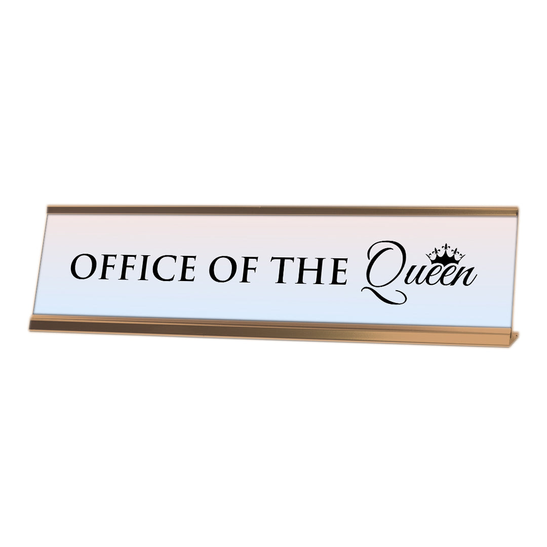 Office of the Queen, Light Lavender Novelty, Rose Gold Frame Novelty Nameplate Desk Sign (2 x 8")