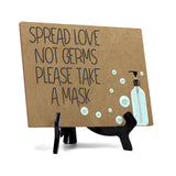 Signs ByLITA Spread Love Not Germs. Please Take A Mask, Hygiene Sign, 6" x 8"