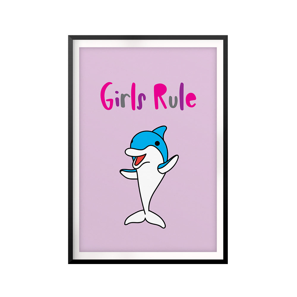Girls Rule Kids UNFRAMED Print Kids Bathroom Wall Art