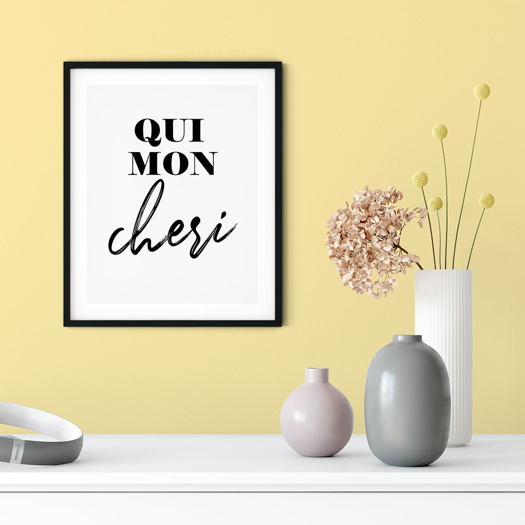 Oui Mon Cheri UNFRAMED Print Cute Typography Wall Art