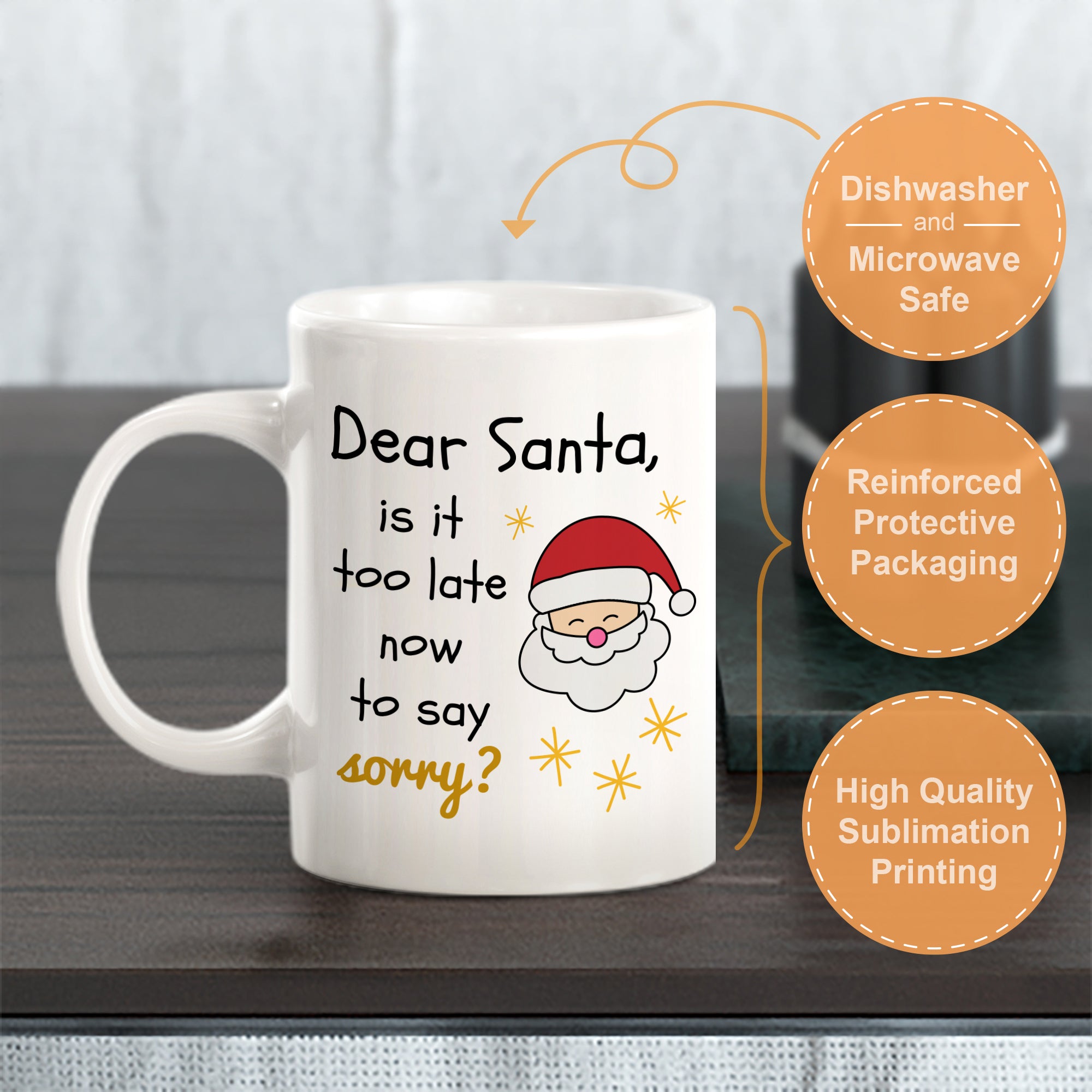 Dear Santa, Is It Too Late Now To Say Sorry? Christmas Coffee Mug