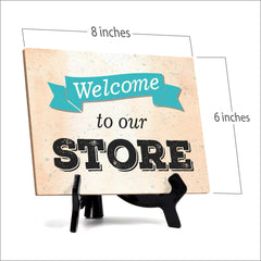 Signs ByLita Welcome to our Store, Table Sign With Acrylic Stand (8 x 6")