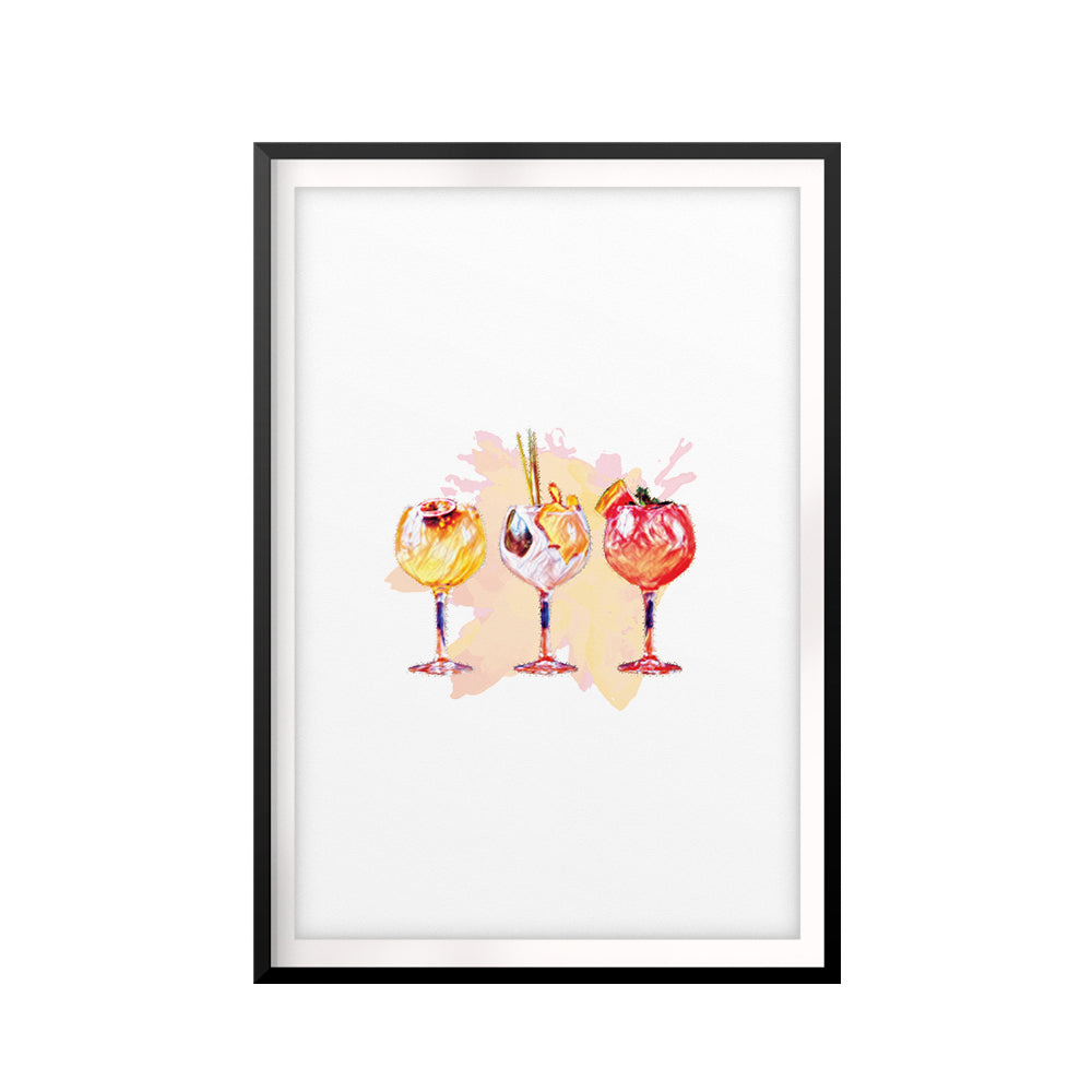 Watercolor Cocktails UNFRAMED Print Drinking Wall Art