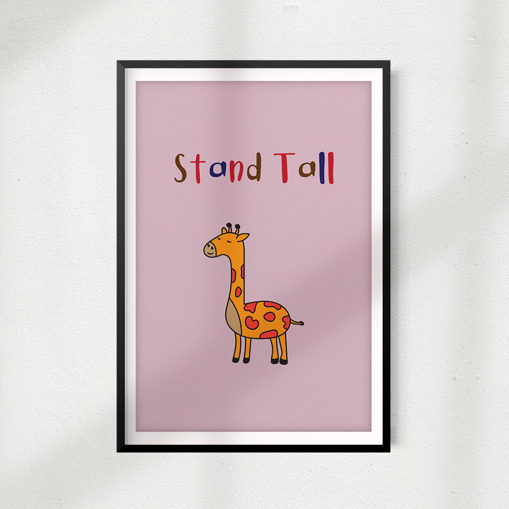 Stand Tall Kids Cute UNFRAMED Print Kids Bathroom Wall Art