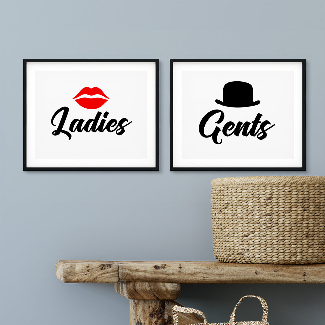 Fun Restroom Wall Art UNFRAMED Print (2 Pack)