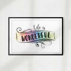 Life Is Wonderful UNFRAMED Print Home Décor, Quote Wall Art