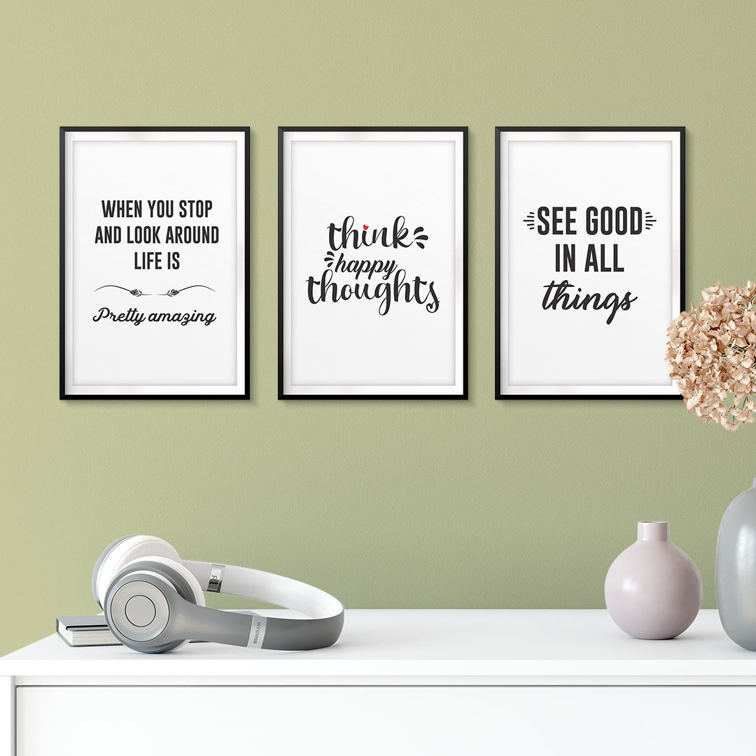 Positive Thoughts Wall Art UNFRAMED Print (3 Pack)