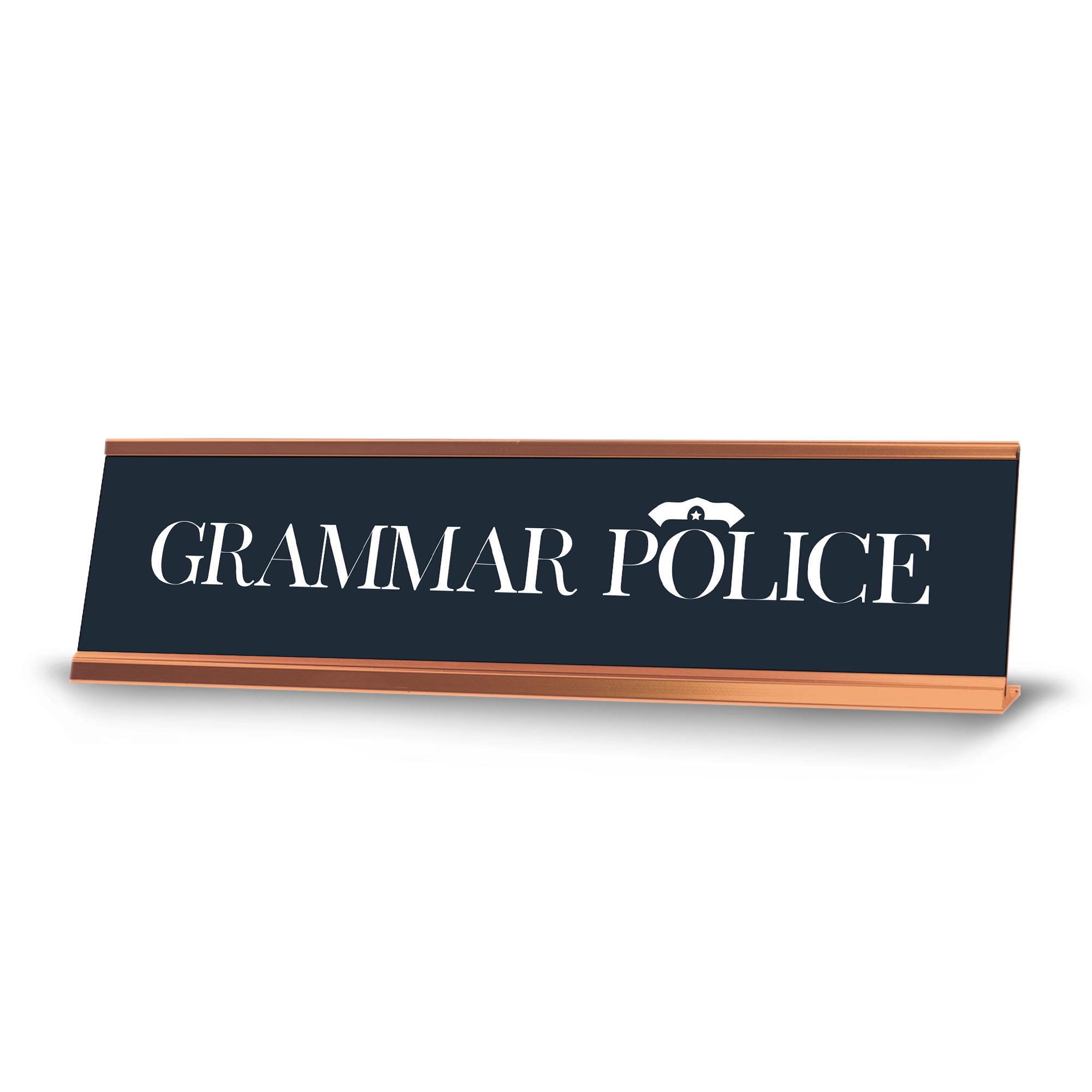 Grammar Police, Gold Frame, Novelty Nameplate Desk Sign (2 x 8¨)