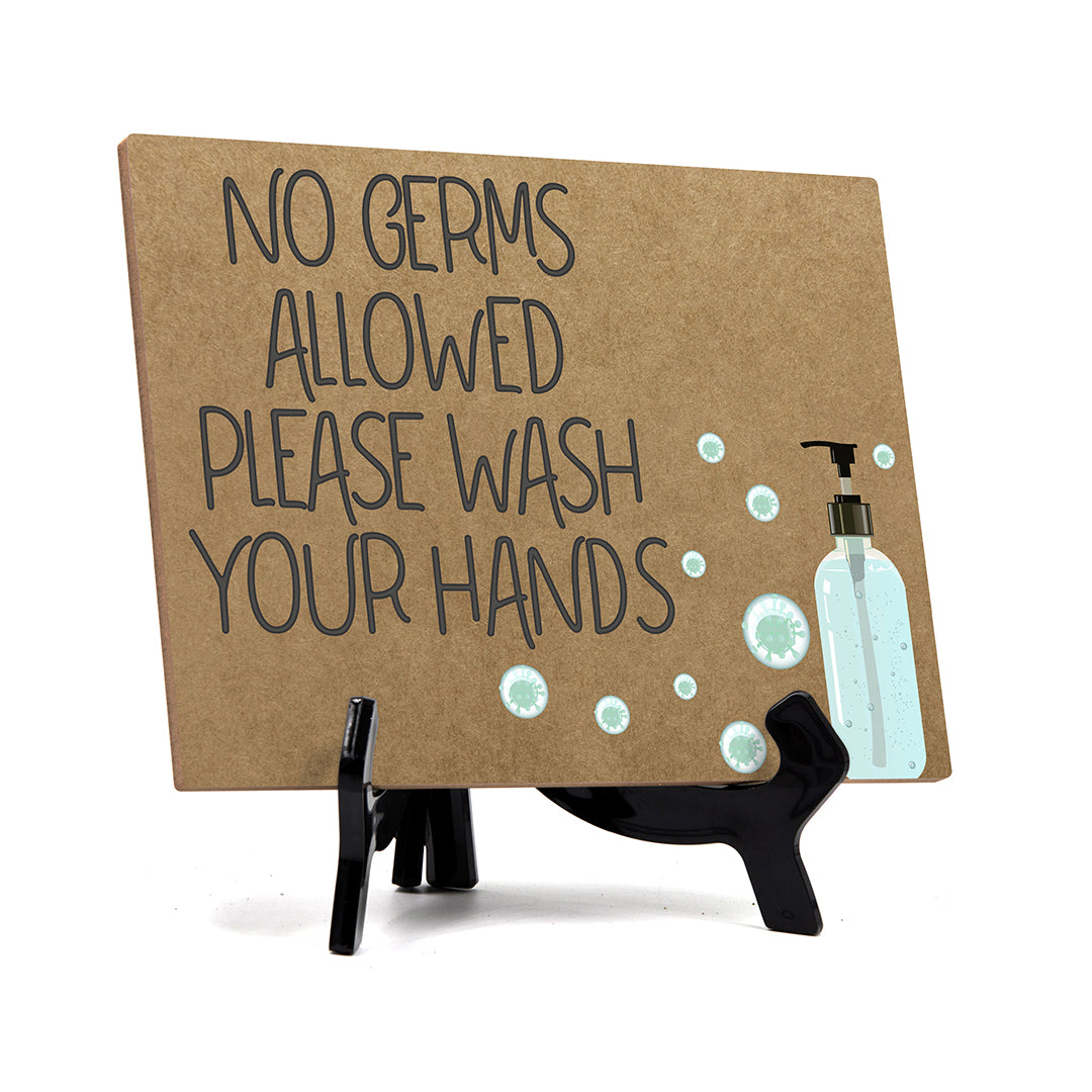 Signs ByLITA No Germs Allowed Please Wash Your Hands, Hygiene Sign, 6" x 8"