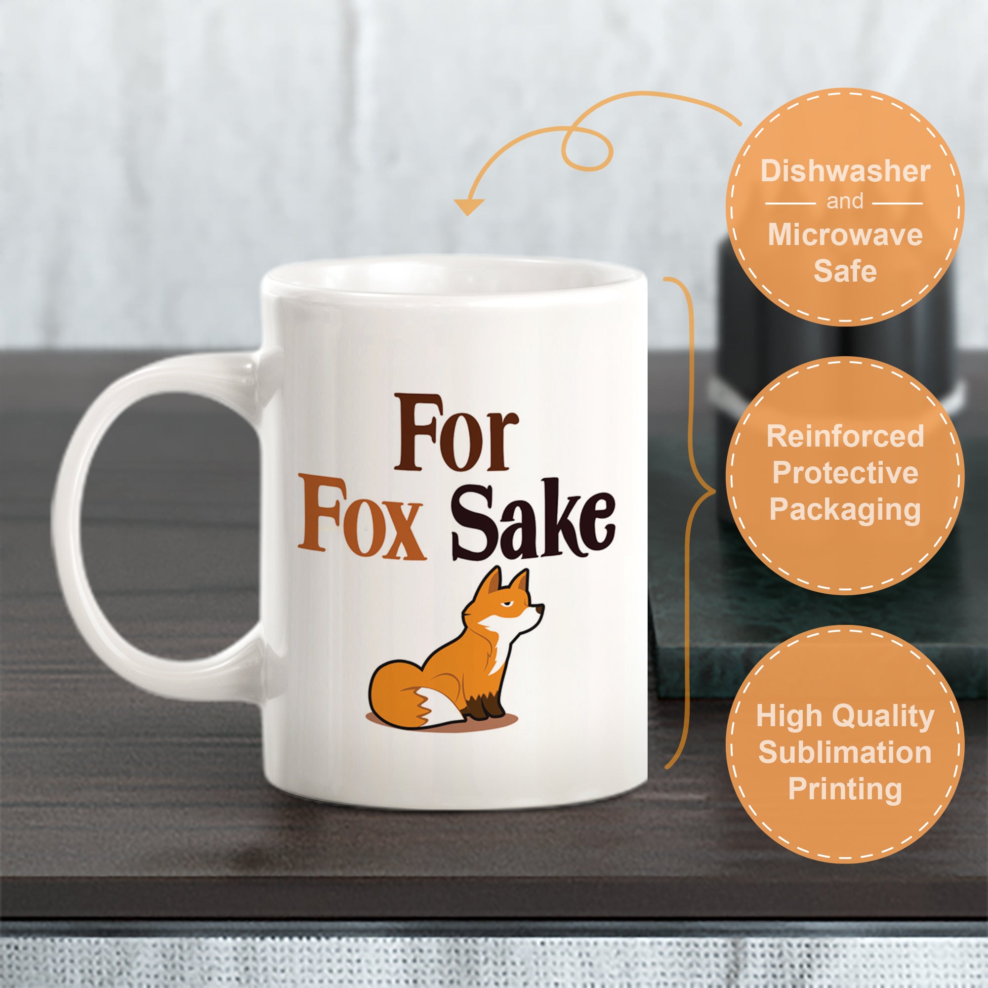 For Fox Sake, Novelty Coffee Mug Drinkware Gift